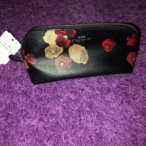 Authentic Coach Makeup Bag - Black w/ Flowers